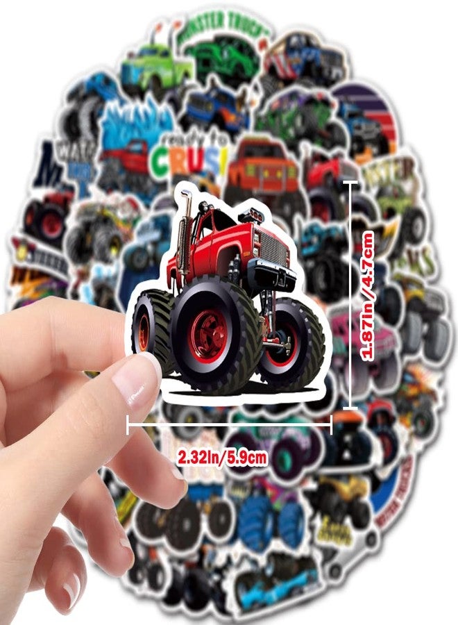 DULEFUN 50PCS Monster Truck Stickers, Truck Car Stickers for kids, Car Stickers Waterproof for Water Bottles Skateboard Car Bike Phone Case Laptop Suitcase, Monster Truck Gifts for Girls Boys Party - Image 2